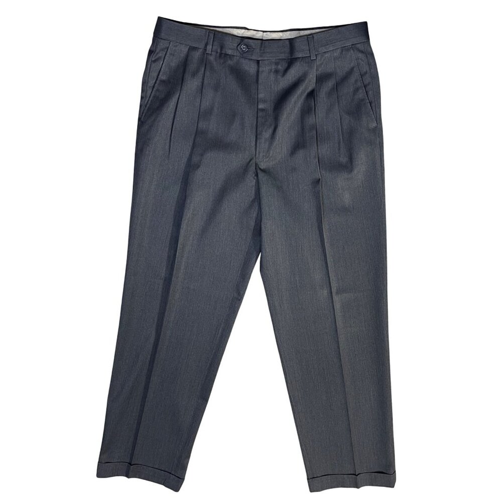 Lanificio Comero Wool Dress Pants Grey Size 36 Pleated Cuffed (READ) Slacks